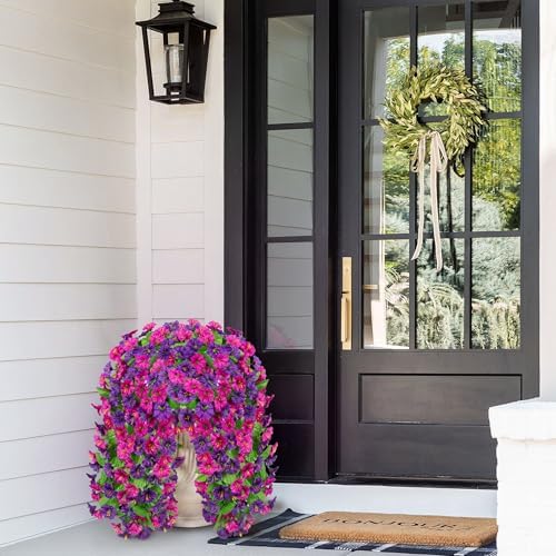Ammyoo Artificial Fake Hanging Flowers Basket for Spring Summer Decor - Image 6