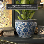 Red Lantern Large 20" Porcelain Fishbowl Blue & White Floral Planter or Cachepot for Indoor/Outdoor Use in Garden Entryway Living Room Boho Eclectic Modern Contemporary Classic Traditional Style Decor - Image 5