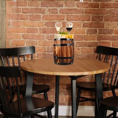 VOSAREA Wood Wine Barrel Decor Vintage Oakes Aging Barrels Decorative Whiskey Barrel Bucket Flower Planter Container Water Wishing Well Pail for Home Kitchen Bar Summer Party Decor - Image 7