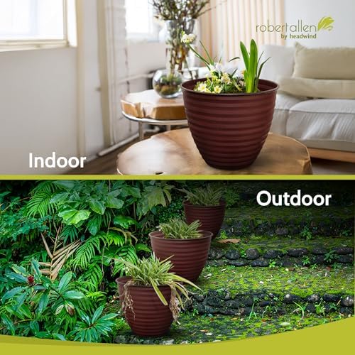 Headwind Woodsdale Collection Ironstone Planters for Outdoor Plants 8" Charcoal – Decorative Flower Pots for Patio, Garden, or Porch – Lightweight, Durable Metal Planters by Robert Allen - Image 7