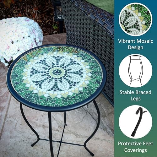 Mosaic Glass Accent Side Table & Plant Stand - Image 4