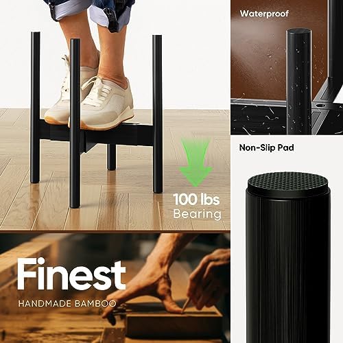 MUDEELA 2 Pack Indoor Plant Stands, 2 Tier Tall Plant Stand 30 inches, Mid Century Bamboo Plant Stand, Adjustable Width 8 - 12 inches, Fits Pot Size of 8 9 10 11 12 inches Pot & Plant Not Included, Black - Image 5