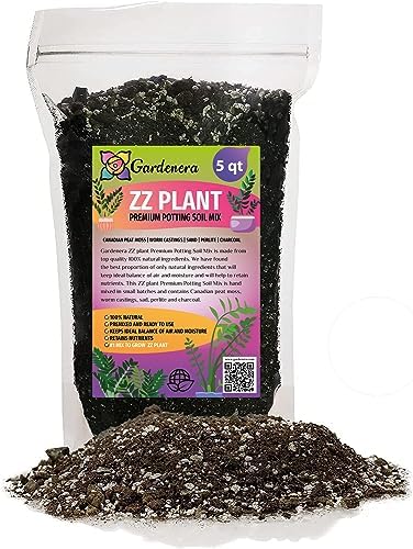 Gardenera Premium ZZ Plant Organic Potting Blend - Sustainable Growth & Revitalized Soil Ecosystem - 5 QUARTS by Gardenera