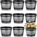 8 Pcs 8 Pcs Whiskey Barrel Planters with Drainage Holes, Silver by Ferrochef