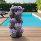 Tierra Verde Large Stackable Modular Planter with 5 Levels, Black - Image 3