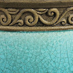 Southern Patio Cadiz Round Crackled Ceramic Indoor Outdoor Pot, Teal, 8 in - Image 5