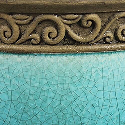 Southern Patio Cadiz Round Crackled Ceramic Indoor Outdoor Pot, Teal, 8 in - Image 5