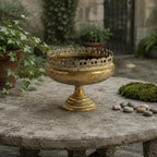 Pedestal Planter Iron Antique Pedestal Planter Distressed Finish Compote Vase for Decorative Display, Floral Arrangements, Tall - Image 7