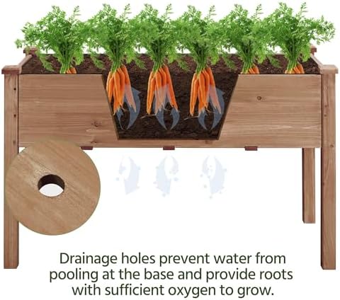 Yaheetech Raised Garden Bed 1Pcs Elevated Wood Planter Box, Dark Brown - Image 4