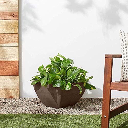 PSW Pot Collection 12x6 inch Plastic/Stone/Wood Composite Square Planter – No Drainage Hole (Drillable), Modern Indoor/Outer Pot for Flowers, Foliage, Succulents, Fairy Gardens, Chocolate,(Pack of 6) - Image 5