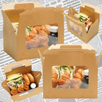 UnicoPak 30 Pack Brown Gable Bakery Boxes with Window 9x6x6, Food-grade Cardboard, Rustic Treat Boxes for Homemade Gifts, Lunch, Donuts, Bread, Large Gift Boxes with Handles for Favors - Image 4