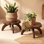 Novabright 2 Pcs Scalloped Short Plant Stand Small Wood Plant Stool Riser by Unknown