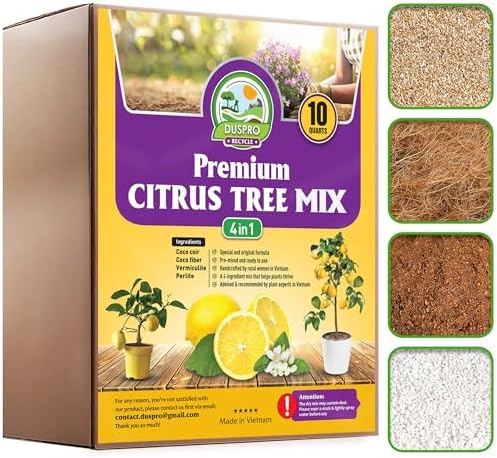 DUSPRO Pre-Mixed 4in1 Ready to Use Citrus Tree Potting Soil Mix, 10QRT by DUSPRO
