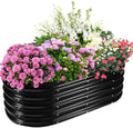 TBMLC Oval Black Galvanized Planter Box, Metal Raised Garden Bed 4X2X1.4 FT by TBMLC