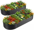 Land Guard 2Pcs 8ft Galvanized Steel Raised Garden Bed, 8 x 4 x 1 ft Large Metal Raised Planter Beds, Raised Garden Bed for Vegetables, Grey by LandGuard