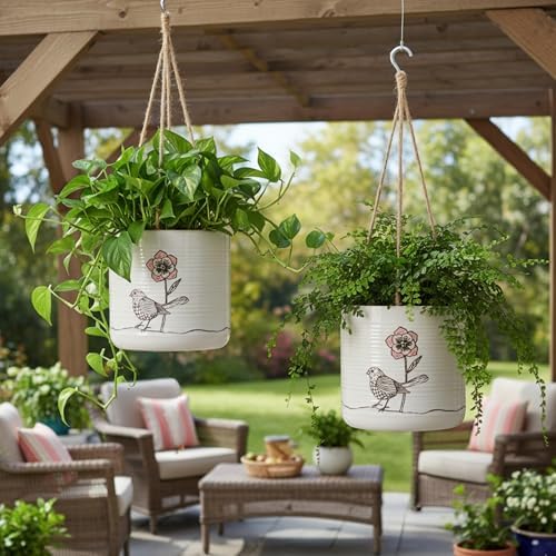 Blue Sky Ceramic Hanging Amarosa 6.5" Flower Pot, Multi Color - Image 2