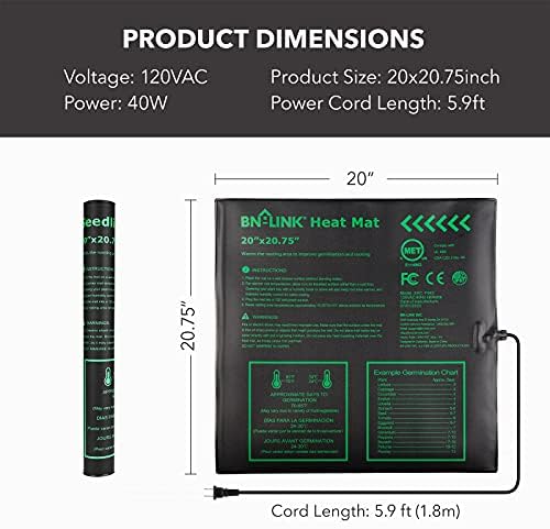 BN-LINK 20" x 20.75" Seedling Heat Mat for Seed Starting Plants Germination - Image 3