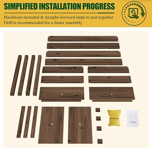 BlueWish Cedar Raised Garden Bed, 48" W x 24" D x 30" H Raised Garden Bed with Detachable Black Liner, 3 Drainage Holes, Planter Box for Outdoor, Patio, Backyard, Rustic - Image 6