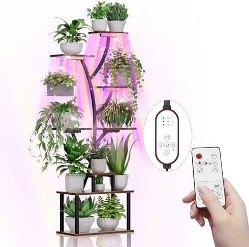 Plant Stand Indoor, 8 Tiered 64" Tall Plant Stands with Grow Lights, Metal Plant Shelf for Multiple Plants, Corner Plant Stand, Modern Home Decor for Living Room, Patio - Image 2