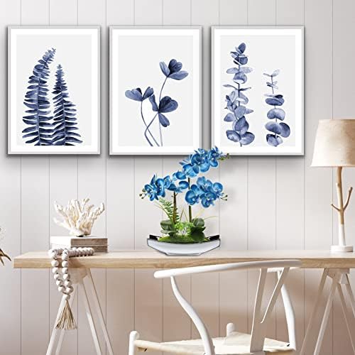 Orchids Artificial Flowers 15" Blue Phalaenopsis Orchid with Silver Pots Real Touch Faux Orchids for Home Office Bedroom Living Room Table Decoration, Briful - Image 5