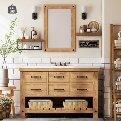 QEEIG ‎Bathroom Shelves with Decor Sign (Brown, 15.7") - Image 4