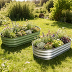 Galvanized Raised Garden Bed Kit, Planter Garden Boxes Outdoor, Oval Large Metal for Vegetables Fruits, Flowers Planter Boxes, Easy Assembly Garden Bed Kit (Silver, 4×2×1FT (2-Pack) - Image 6