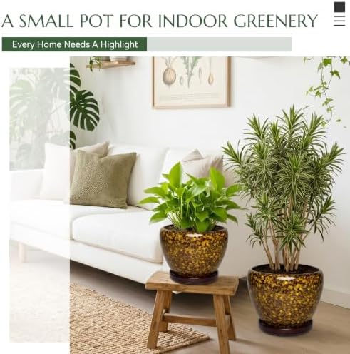 10.6 Inch Ceramic Planter with Saucer for Indoor Outdoor Plants - Image 2