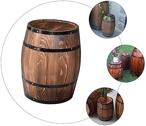 Yardwe Antique Water Beer Decor Vintage Artistic Landscaping Well Ornament Wishing Red Decoration Barrel Planter Plant Summer Bucket Decorative Whiskey Photo Retro Pub - Image 2