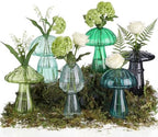 7 Pcs Glass Mushroom Vase Propagation Station with Hydroponic Plant and Artificial Fake Moss 6 Colored Plant Vase Table Centerpiece Decor for Forest Birthday Wedding Party Decoration (Green) by Acellegic