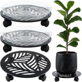 3 Packs 13 inches Large Metal Plant Caddy with PU Wheels Heav-Duty Rolling Plant Stands Indoor Outdoor Wheeled Plant Dolly Coasters Flower Pot Mover Rollers Plant Trolley Cart, Plant Saucers Included by Planterhoma