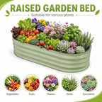 Galvanized Raised Garden Bed, Outdoor Planter Box for Gardening Metal Oval Raised Bed for Vegetables Flowers Herb & Fruit Easy Assembly Patio Kit for Planting Plants-Lime GREEN-6XSX1FT-2PCS - Image 4