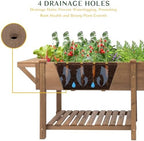 Raised Garden Bed Outdoor with Legs, 81"x 23" x 31" Elevated Wood Planter Box Stand for Backyard Patio, Garden Flower Beds with Liner Hooks Divider Panel Drainage Holes, Gift for Gardening, Brown - Image 5