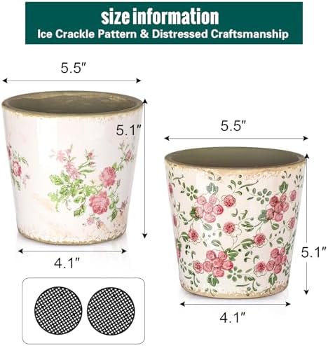 Sungmor 5.5 Inch Ice Crackle Glaze Ceramic Planter - 2 Pack Pink & Red - Image 5