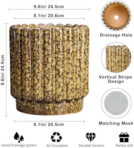 Ceramicfor Ceramic Planter, 9.6 Inch, Yellow - Image 3