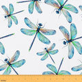 Dragonfly Fabric by The Yard, Blue Dragonflies Boho Wildlife Decorative by Erosebridal