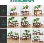 3 Tiered Small Plant Stands Shelf Indoor Outdoor Wood Flower Stand - Image 4