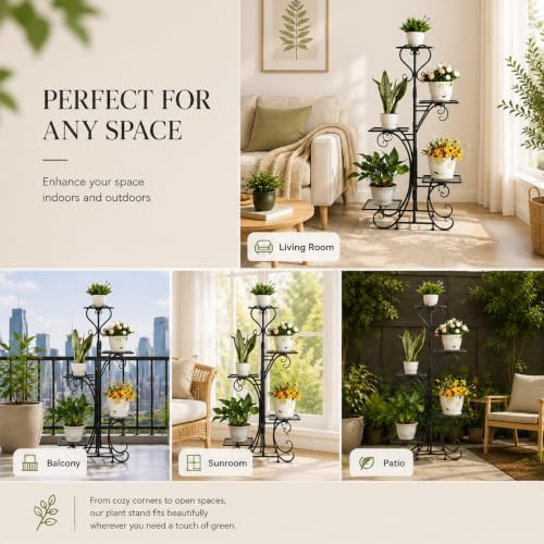 5 Tier Plant Stand Indoor Outdoor, Tall Flower Display Stand, Multi-Tiered Plant Rack Shelf for Plants, Corner Plant Stand for Indoor Plants Multiple, Tiered Plant Shelves for Balcony, Living Room,Sunroom,Their Patio,etc. - Image 6