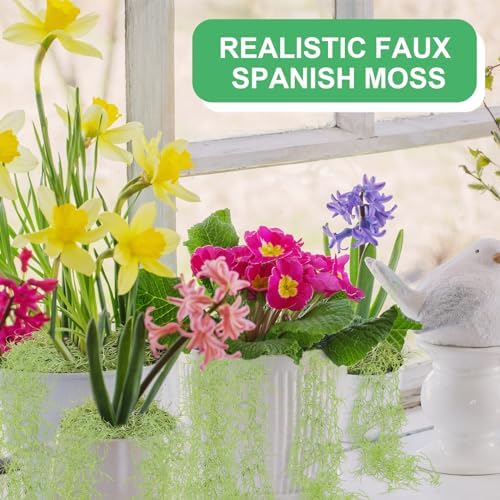 Cindeer 15 Pcs Spanish Moss Hanging Strands,33 Inch, 43 Inch,Green - Image 3