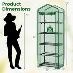 Giantex Mini Greenhouse Indoor Outdoor, 27" x 19" x 75" Portable Plant Grow House with 5 Tier Shelves, PE Cover, Roll-Up Zipper Door, Rustproof Elector-Coating Metal Frame for Patio Balcony Garden - Image 7