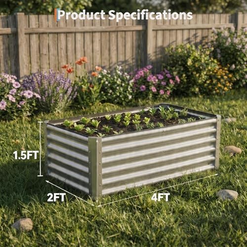 2 Pack Galvanized Raised Garden Bed Kit, Large Rectangular Metal Oval Raised Garden Beds, Outdoor Deep Root Box Planter for Gardening, Vegetables, Flowers, Herbs (4x2x1.5FT, Silver) - Image 5