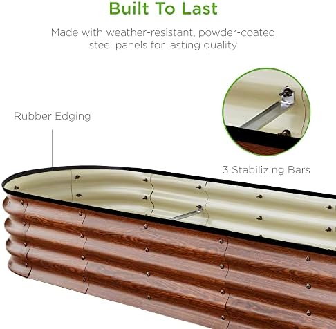 Best Choice Products 8x2x1ft Outdoor Metal Raised Garden Bed, Oval Deep Root Planter Box for Vegetables, Flowers, Herbs, and Succulents w/ 108 Gallon Capacity - Wood Grain - Image 5