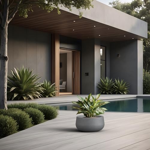 Kante Pale Gray Concrete Planter 11.8" Dia All-Weather Round Small Pot - Image 3