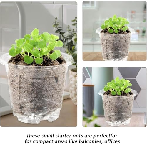 3.5/4/5” Nursery Pots with Humidity Dome, Square Seedling Pots Thickened Hardened with Tray, Plastic Seedling Containers for Indoor Outdoor Plant Germination(B,20PCS-4IN) - Image 5
