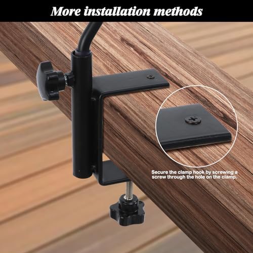 FEED GARDEN 31 Inch Heavy Duty Deck Hook for Railing 2 Pack, Non-Slip Clamp, 360 Degree Swivel, for Hanging Bird Feeders, Plants, Lanterns, Suet Baskets, Wind Chimes, Black - Image 6