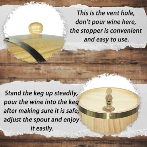 1.5L Oak Aging Barrel Dispenser - Home Whiskey Decanter for Wine, Spirits, Beer & Liquor (White) - Image 5