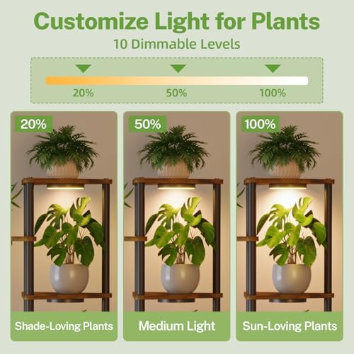 iDavosic.ly 5 Tier Plant Stand Indoor with Grow Lights, Black & Brown 41 In - Image 4