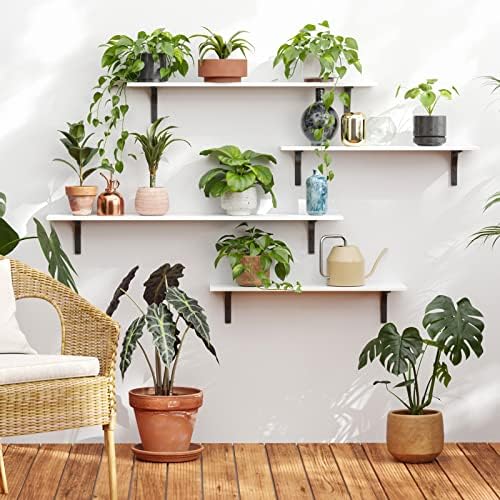 DINZI LVJ Long Wall Shelves, 23.6Inch Wooden Wall Mounted Shelves, Set of 2 - Image 6