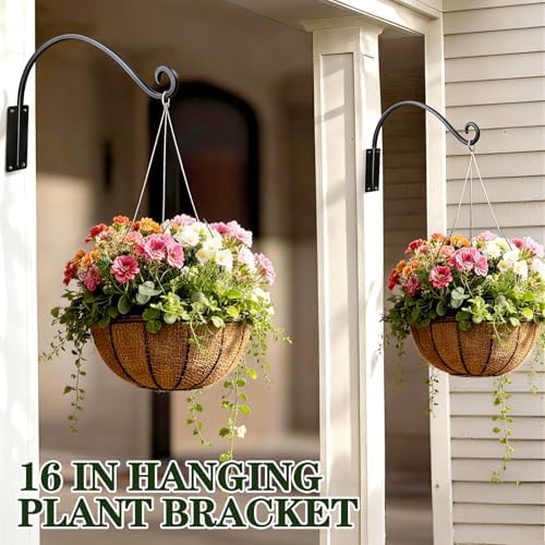 Heavy Duty 16 Inch Plant Hangers Bracket Outdoor 4 Pack Hanging Plant Hook - Image 2