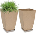 Neoaider Set of 2 Tall Planter, 21 inch Large Plastic Planter, Marble by Neoaider