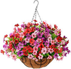 Artificial Hanging Flowers Basket for Outdoor, UV Resistant Plants Daisy by ZFProcessArtificialFlowers